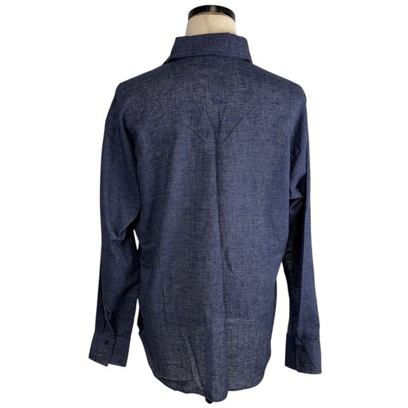 Vintage Sears Jeans Joint Mens Perma-Prest Blue Long Sleeve Button-Up Shirt XL - Picture 4 of 9